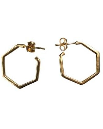 silver jewellery Jewellery Small Gold Hexagon Earrings - Metallizzato