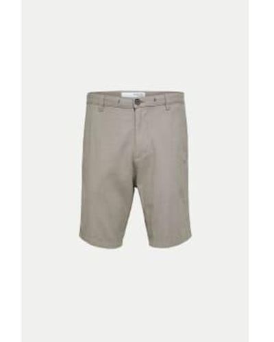 SELECTED Vetiver Brody Linen Shorts Light / S - Grey