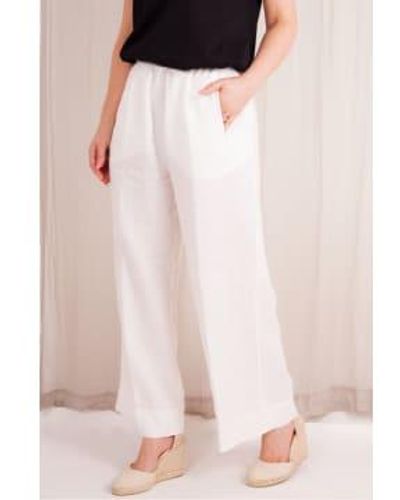 ROSSO35 Pantalon à jambes larges blanches - Rose