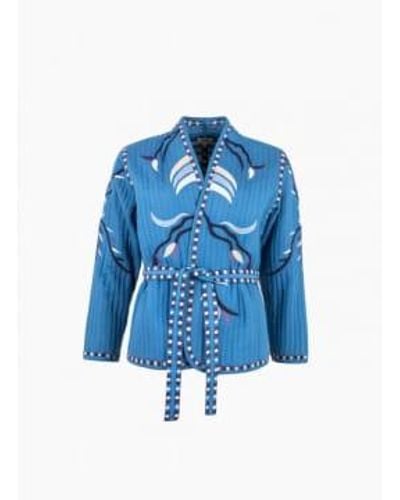 An'ge Sarah Embroidered Jacket In Indigio - Blu