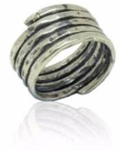silver jewellery Spiral Ring 6 - Green
