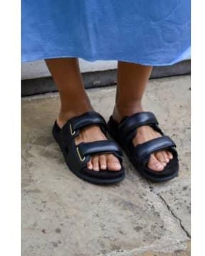Woden Lisa schwarze sandalen - Blau