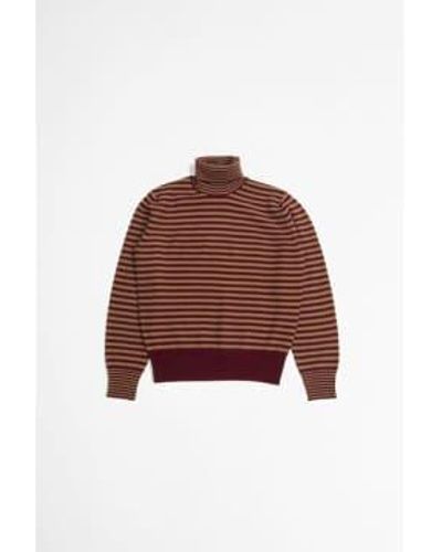 Doppiaa Aaitor trutleneck striped sweater /cammello - Rot