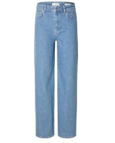 SELECTED Eloise -inin high taille wide fit jeans - Blau