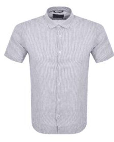 Oliver Sweeney Eakring chemise rayée en lin col : rayure bleue, taille : m