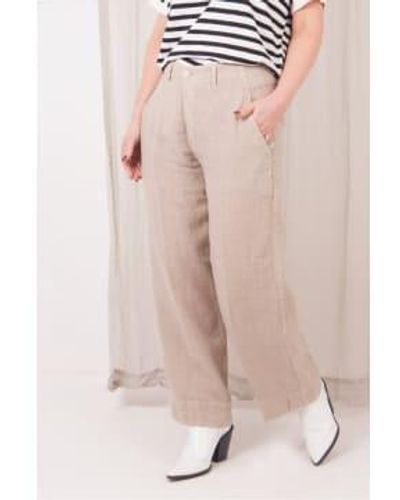 European Culture Linen Cropped Trouser - Pink