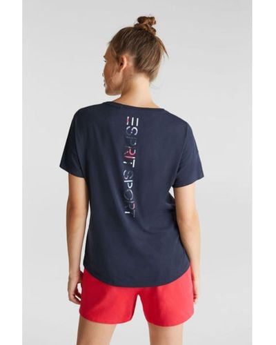 Esprit T-Shirt mit Logo aus Bio-Baumwolle - Blau
