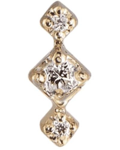 Metier Dala 3 Stone Petite Barbell Earring 9ct Gold / Emerald - Metallic