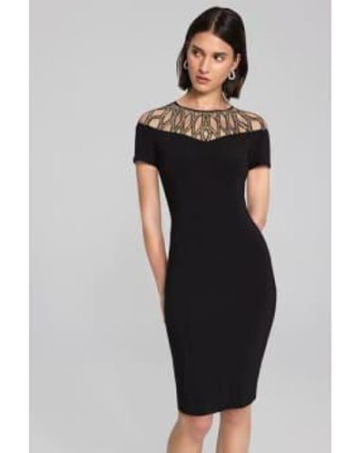 Joseph Ribkoff Body Con Dress With Embellished Neckline 8 - Black