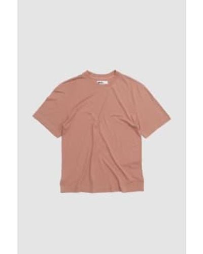 Margaret Howell T Shirt Organic Cotton Linen Jersey Pale - Rosa