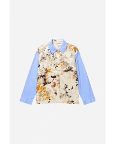 Munthe Morocco Floral Print Stripe Sleeve Shirt Col: /cream Multi, 10 - Blue