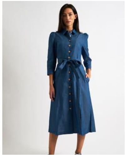 Louche London Monick Shirt Dress Chambray 10 - Blue
