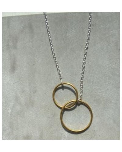 CollardManson Double Hoop Necklace Chain With Gold Oxid Gold - Grey