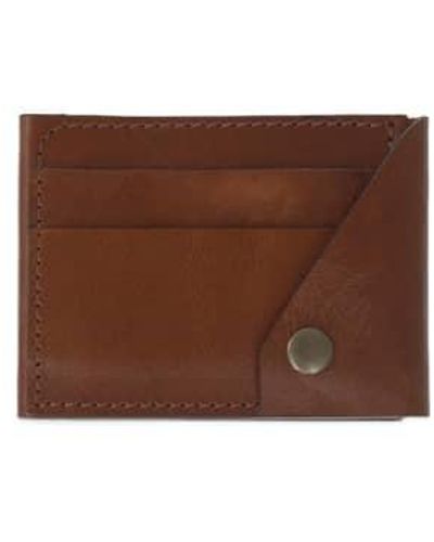 VIDA VIDA Leather Popper Credit Card Wallet Leather - Brown