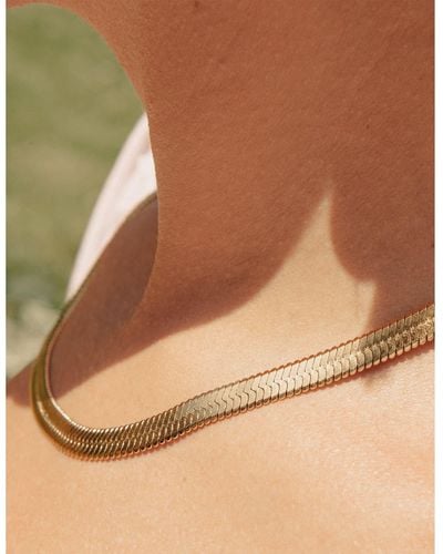 Nordic Muse Collar la cana serpiente oro grueso, oro impermeable sin slizamiento 18 km - Marrón