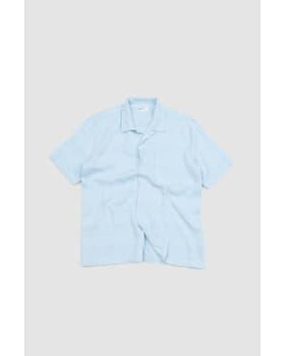 Universal Works Road Shirt Sky Tipzzi Stripe - Blu