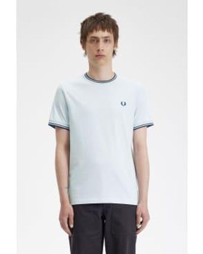 Fred Perry Mens Twin Tipped Crew Neck T - Bianco