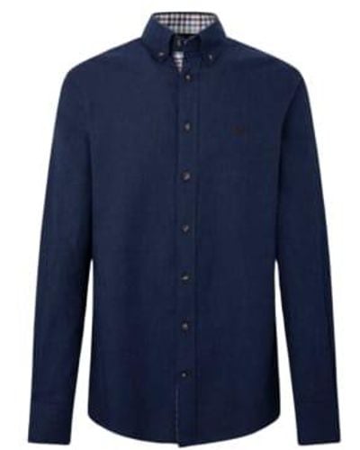 Hackett Flannel Multi Trim Shirt Xl Navy - Blue