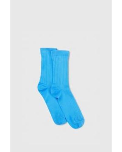 WOOD WOOD Natascha Rib Sky Socks 37/39 / Bleu - Blue
