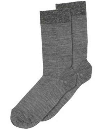 mpDenmark Silk Ankle Socks Medium Grey Melange - Grigio