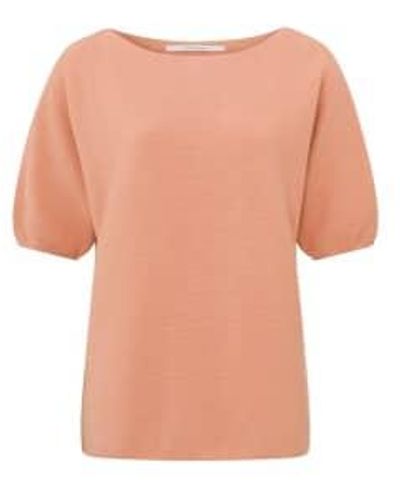 Yaya Sweater With Boatneck And Short Balloon Sleeves Or Dusty Orange - Rosa