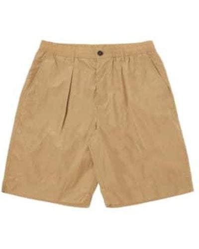 Universal Works Pleated Track Short In Recycled Nylon Tech - Neutro