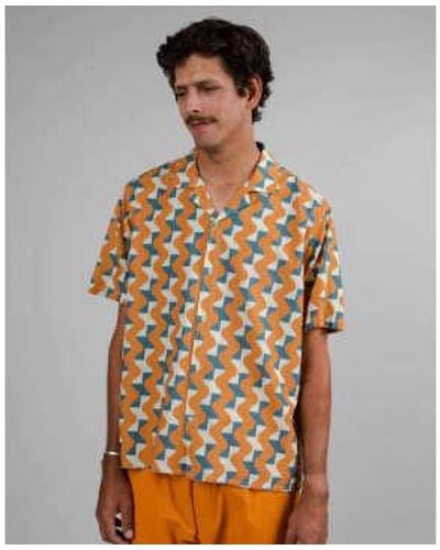 Brava Fabrics Aloha Shirt Big Tiles Topaz S - Brown