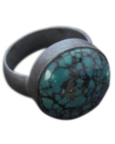 silver jewellery Oxidised Turquoise Ring 8 - Multicolor