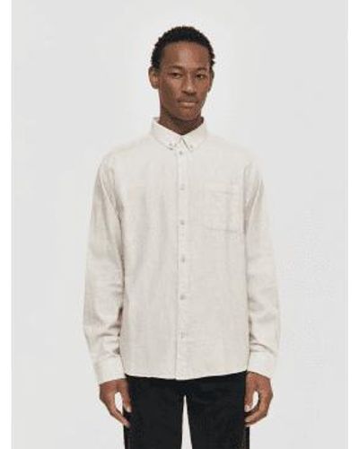 Knowledge Cotton 1090055 Fit regular Melangé Flannel Shirt Greige - Blanco
