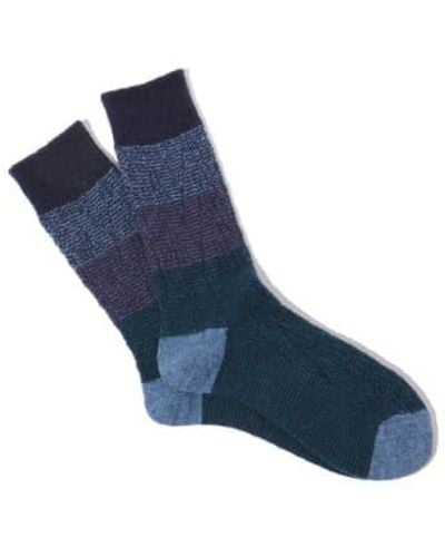 Anonymous Ism Gradation Cable Crew Socks - Blue