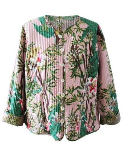 Powell Craft Stargazer Lily/grey Lily Reversible Quilted Jacket S/m - Green