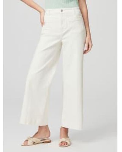 PAIGE Harper Distressed High-rise Wide-leg Jeans - White