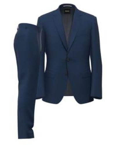 BOSS Boss H Huge 2Pcs Open Slim Fit Stretch Tailoring Suit 50502446 475 - Blu