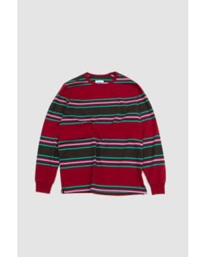 Pop Trading Co. Striped Longsleeve T Shirt Rio - Rosso
