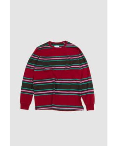 Pop Trading Co. Striped Longsleeve T Shirt Rio - Rosso