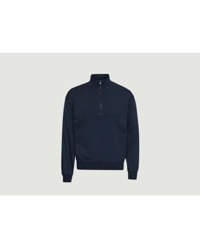 COLORFUL STANDARD Organic Quater Zip Sweater - Blu