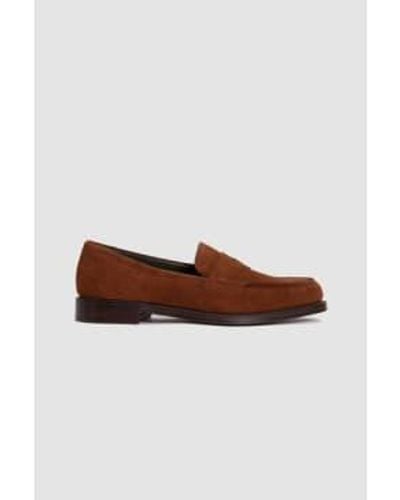 Drake's Charles Goodyear Welted Penny Loafer Snuff Sued - Blanc