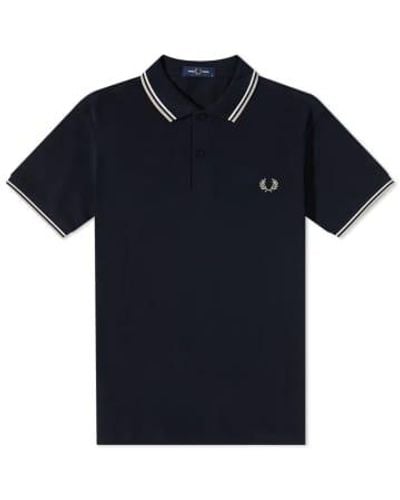 Fred Perry Slim fit twin tipped polo snow white light oyster - Azul