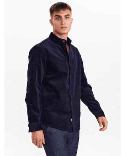 Anerkjendt Dark Navy Leif Corduroy Shirt - Blue