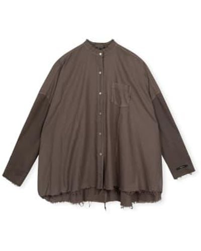 10Days Pique Woven Shirt Rock Cotton - Brown