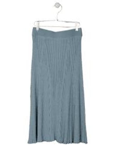 indi & cold Indi And Cold Ribbed Viscose Midi Skirt In Vintage From - Blu