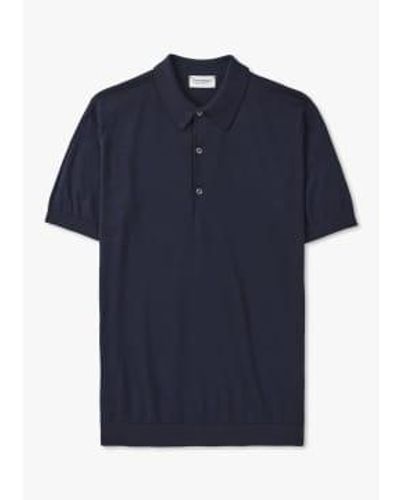 John Smedley Mens Adrian Knitted Polo Shirt In - Blu