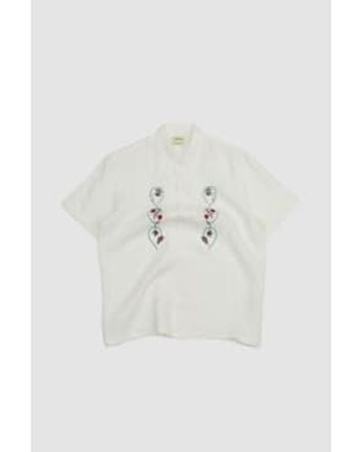 De Bonne Facture Camp Collar Embroidered Shirt Off S - White