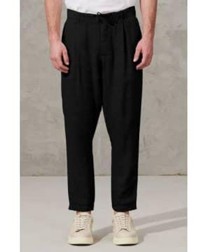 Transit Stretch Linen Cropped Trousers - Black