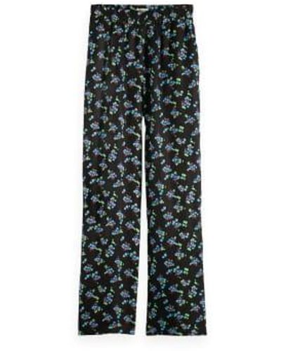 Scotch & Soda Pansy Ikat Gia Mid Rise Wide Leg Printed Silky Trousers - Grey