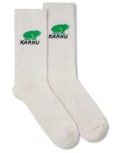 Karhu Chaussettes logo classiques lily island green - Blanc