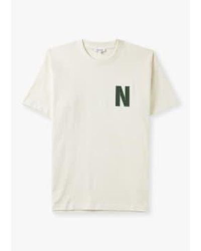 Norse Projects Mens Simon Large N T Shirt In Ecru - Bianco