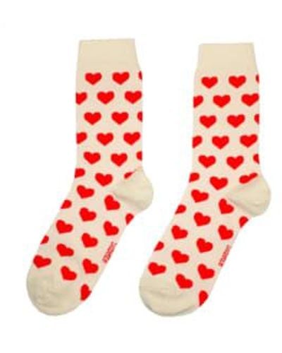 Coucou Suzette Heart Socks Cotton - Red