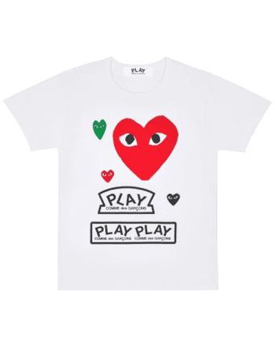 Comme des Garçons Camiseta play logo con corazón rojo blanco