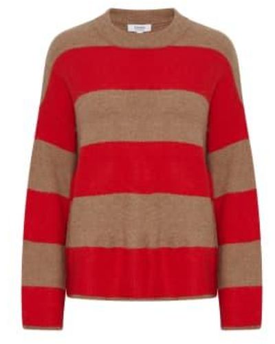 B.Young Byomartha Stripe Jumper Toasted Coconut Uk 12 - Red